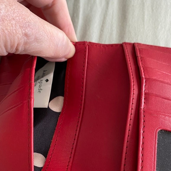 kate spade red patent leather continental wallet with gold logo - Picture 11 of 12